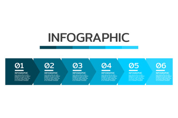 Business process infographic template design with 6 options or steps.Vector illustration