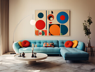 Modern Living Room Color-Blocking Sectional Divide