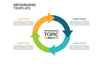 Business infographic. Vector Infographic Cycle design template with icons and 4 options or steps. - obrazy, fototapety, plakaty
