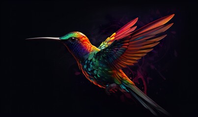 Fototapeta premium hummingbird logo with multiple colors flying through the air..