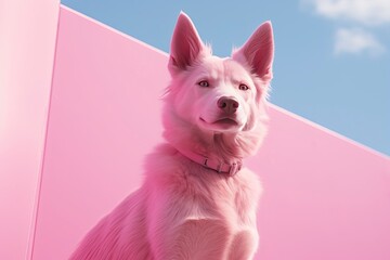 Fototapeta na wymiar Pink colored dog.