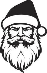 Santa Claus black and white illustration design on a white background. AI generated illustration