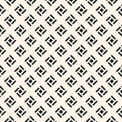 Abstract geometric seamless pattern. Stylish minimal ornament with lines, small squares, grid, repeat tiles. Simple black and white geo texture. Modern minimalist background. Vector design for decor