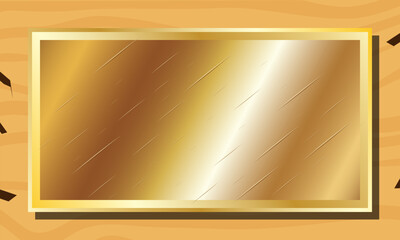 Gold blank board with wooden frame background.