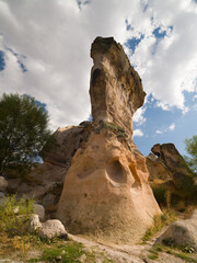 Phrygian valley. Forty Stairs Rock and Phrygian rock chambers by Lake Emre. Travel destinations in...