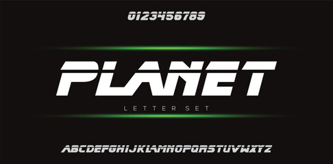Fototapeta na wymiar PLANET special and original font letter design. modern tech vector logo typeface for company.