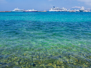 Yachts on Mykonos Island in Greece