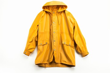 A yellow raincoat isolated on a white background