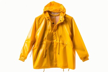 A yellow raincoat isolated on a white background