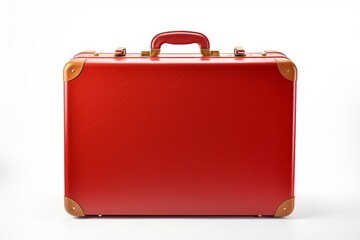 An old vintage briefcase isolated on a white background - obrazy, fototapety, plakaty