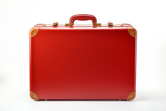 An old vintage briefcase isolated on a white background