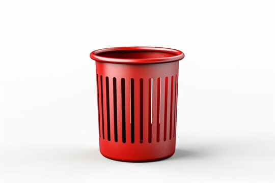 A red dustbin isolated on a white background