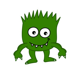 Little green bacteria with a smile on a white background - vector