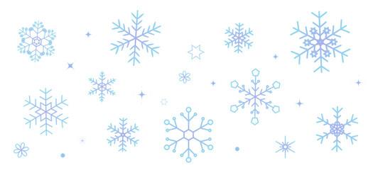 水色と紫色のグラデーションの雪の結晶の背景イラスト　壁紙イラスト　ベクター素材　snow crystal　snowflake - obrazy, fototapety, plakaty