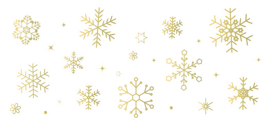 ゴールドのグラデーションの雪の結晶の背景イラスト　壁紙イラスト　ベクター素材　snow crystal　snowflake - obrazy, fototapety, plakaty