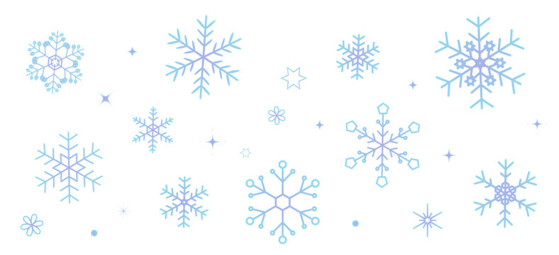 水色と紫色のグラデーションの雪の結晶の背景イラスト　壁紙イラスト　ベクター素材　snow crystal　snowflake