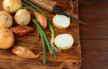 natural organic vegetable onion on the table