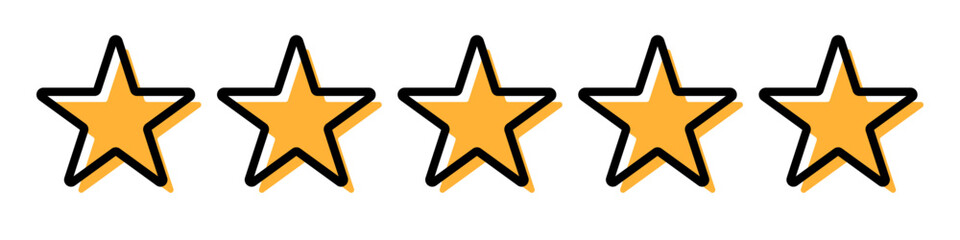 Modern five star icon. Review and rating. Vector.