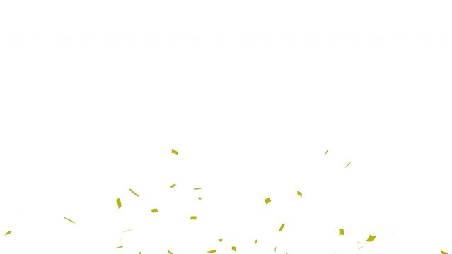 Golden confetti party popper explosions. Gold confetti on a white background. Video animation Ultra HD 4K