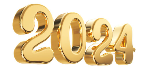 Happy New Year 2024 Gold Number 3d