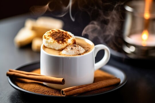 cup of coffee with cinnamon sticks