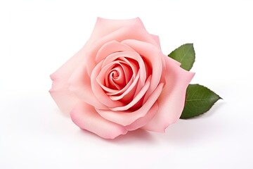 Pink rose isolated on white background.