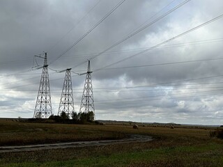 high voltage power lines, high power overhead power lines, high voltage pylons, also known as power...