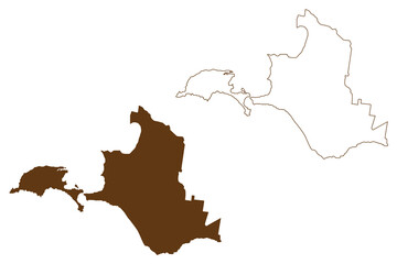 Bass Coast Shire (Commonwealth of Australia, Victoria state, Vic) map vector illustration, scribble sketch Bass Coast Shire Council map