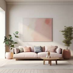  a modern and pastel-toned living room