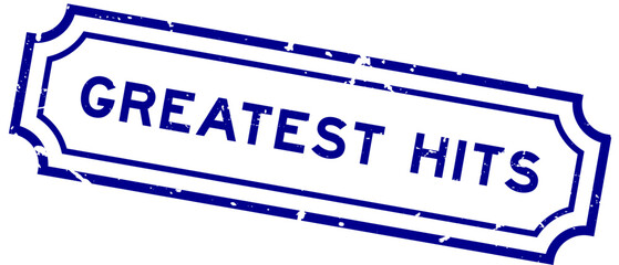 Grunge blue greatest hits word rubber seal stamp on white background © bankrx