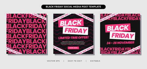 banner post template for black friday black and pink