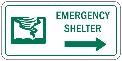 Emergency shelter in place direction sign