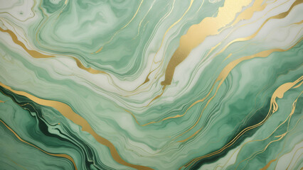 Obraz premium green marble golden line modern background