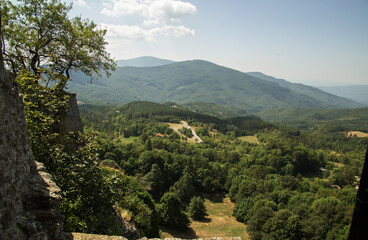 Beautiful typical view of the mountains and valley. The monastery of St. Francis. Tuscany, Italy. High quality photo