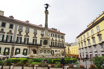 Fototapeta premium Column in Martiri square in Naples, Campania, Italy
