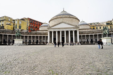 Papal royal basilica of San Francesco di Paola in Plebiscito square in Naples, Campania, Italy