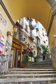 Staircase del Ponte di Chiaia in the San Ferdinando district in Naples, Campania, Italy