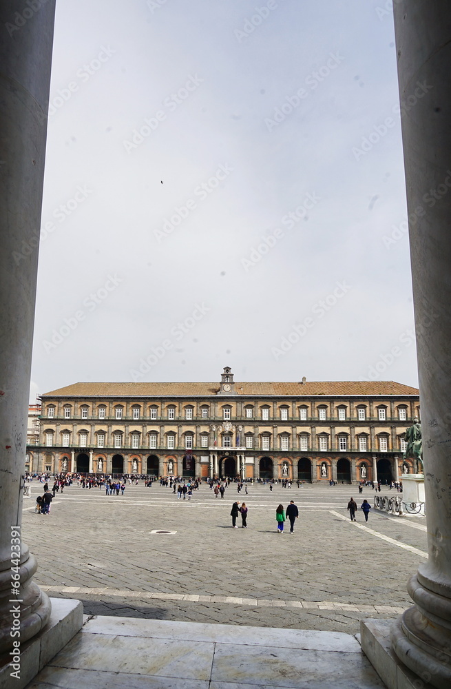 Wall mural facade of the royal palace in plebiscito square in naples, campania, italy