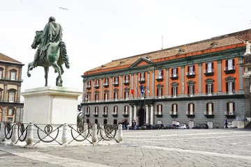 Poster Facade of the Royal Palace in Plebiscito square in Naples, Campania, Italy © sansa55