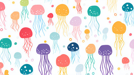 seamless pattern with jellyfish | generative ai - obrazy, fototapety, plakaty
