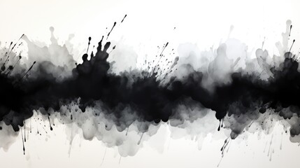 isolated black watercolor splash on white background 