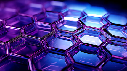 abstract Purple background with glass hexagons and elements 