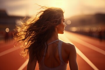 Fitness, relax and woman athlete on track for a relay race, marathon or competition at a stadium