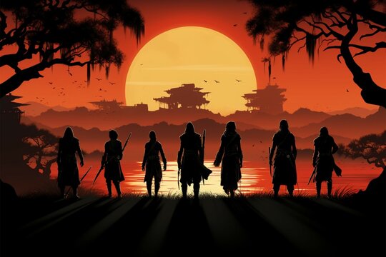 Silhouetted Konoha ninjas with Mumbai flair honor Narutos legacy