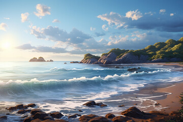 Beautiful seascape at sunset. Composition of nature.