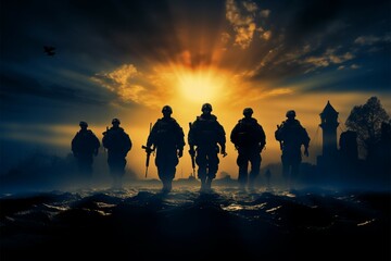 Soldiers silhouettes in Wars Silent Sentinels embody unwavering vigilance