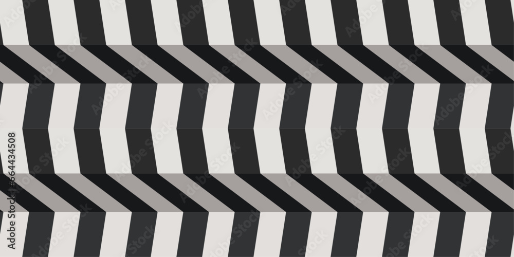 Poster Alternating black and white 3d stripes. Pattern of convex stripes. Seamless alternating pattern.