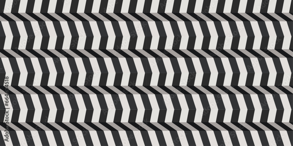 Poster black and white 3d stripes. pattern of convex stripes.