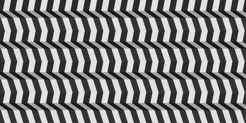 Black and white 3d stripes. Pattern of convex stripes.