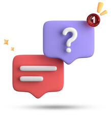 3d rendering of speech bubble, 3D pastel chat with question mark icon set.